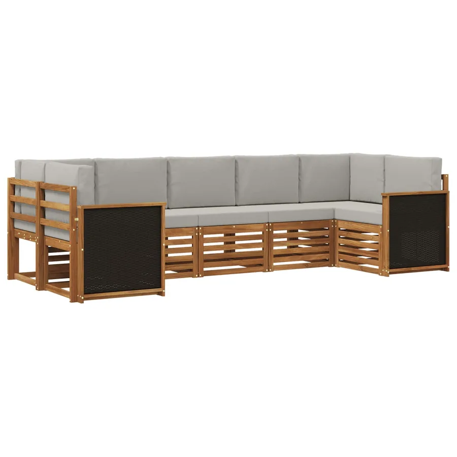 Ensemble de canapé d'angle 6 pcs Naturel et gris clair - 2