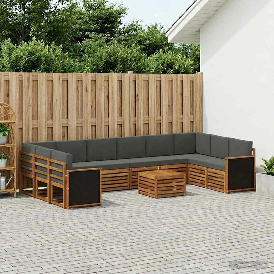 Ensemble de canapés d'extérieur 8 pcs Naturel et Anthracite