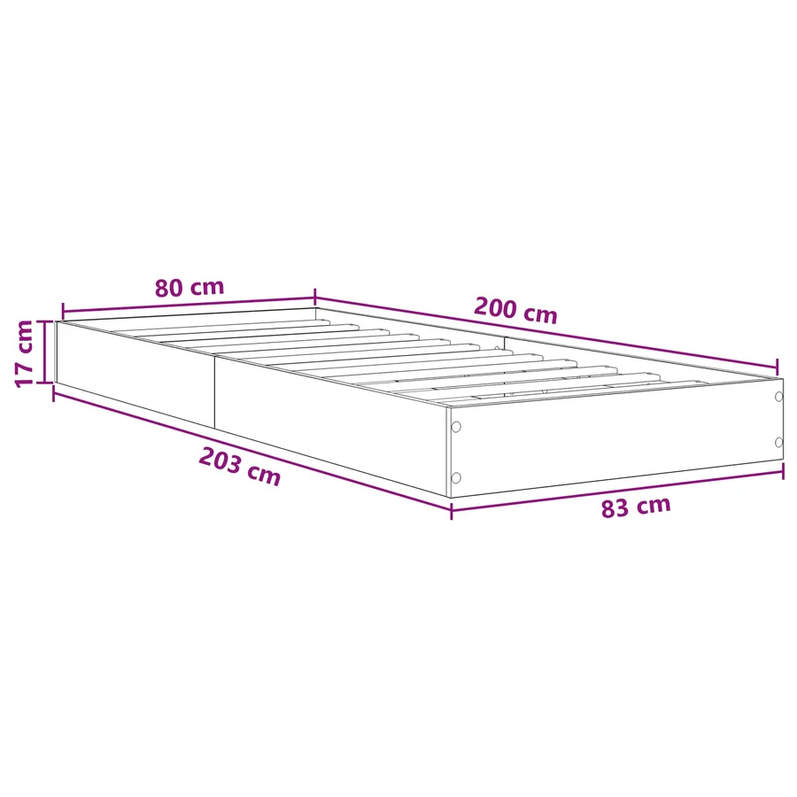 Cadre de lit au sol Chêne artisanal 80 x 200 cm - 8