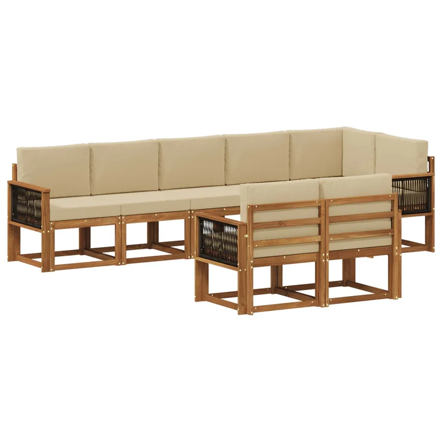 Ensemble de canapés d'extérieur 8 pcs Naturel et Beige - 2