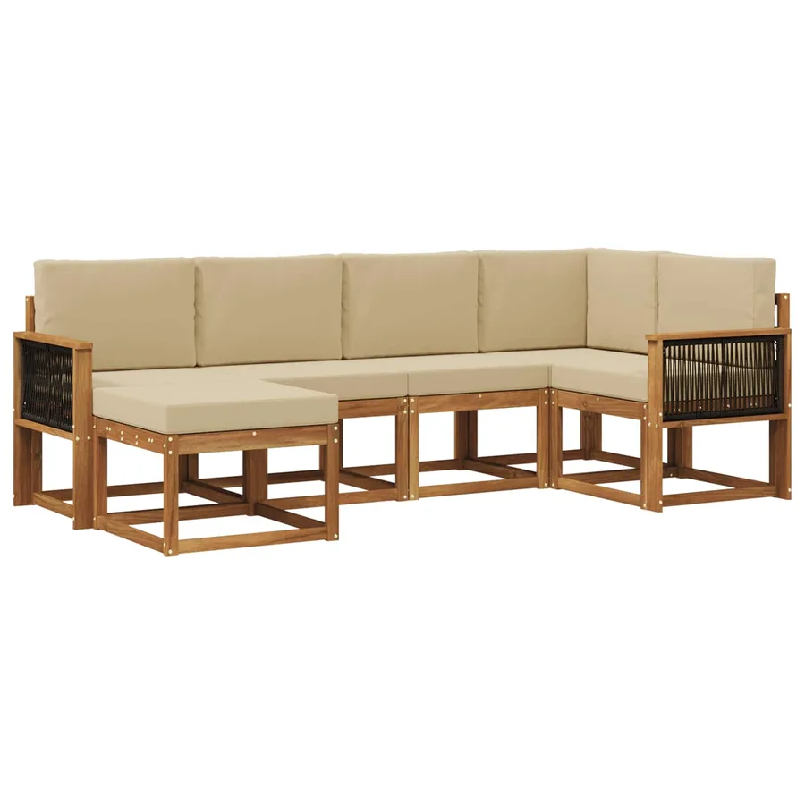 Ensemble de canapés d'extérieur 6 pcs Naturel et Beige - 2
