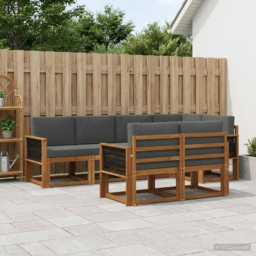 Ensemble de canapés d'extérieur 7 pcs Naturel et Anthracite