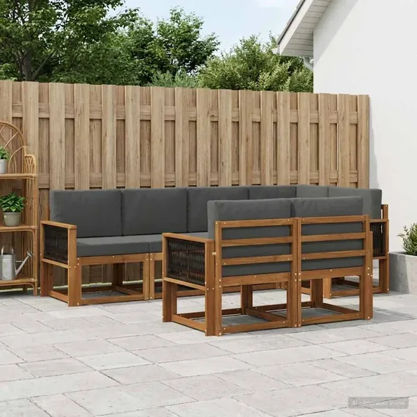 Ensemble de canapés d'extérieur 7 pcs Naturel et Anthracite