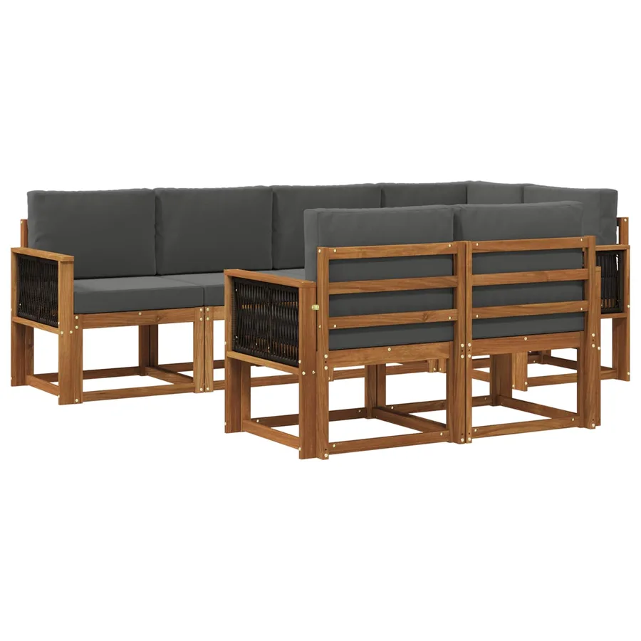 Ensemble de canapés d'extérieur 7 pcs Naturel et Anthracite - 2