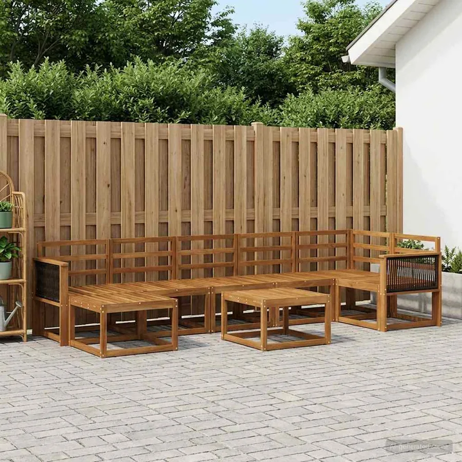 Ensemble de canapés d'extérieur 8 pcs Naturel