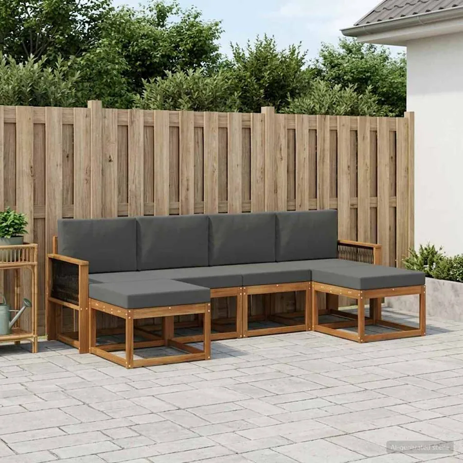 Ensemble de canapés d'extérieur 6 pcs Naturel et Anthracite