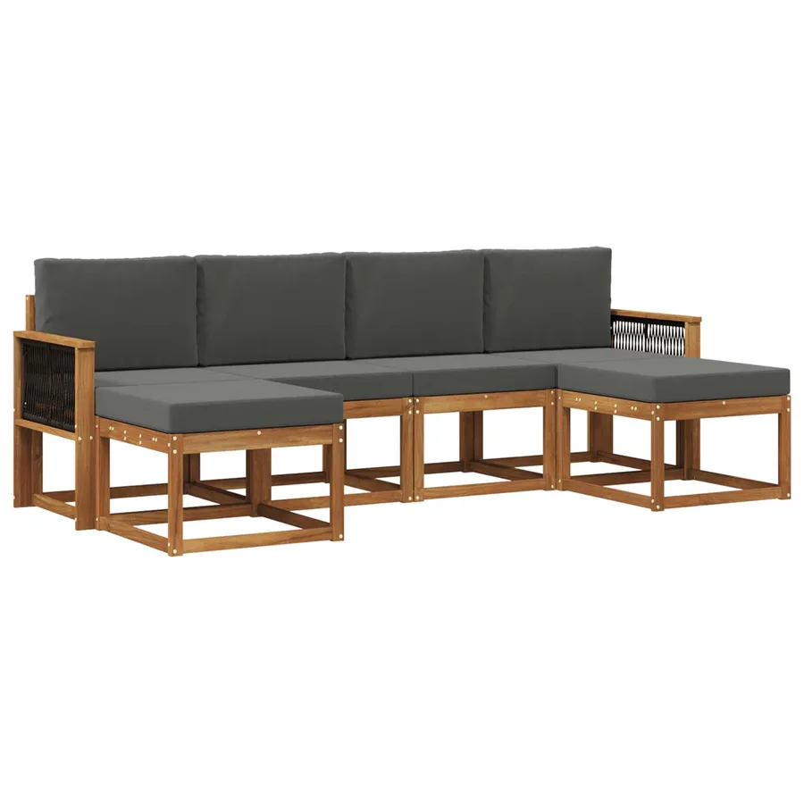 Ensemble de canapés d'extérieur 6 pcs Naturel et Anthracite - 2