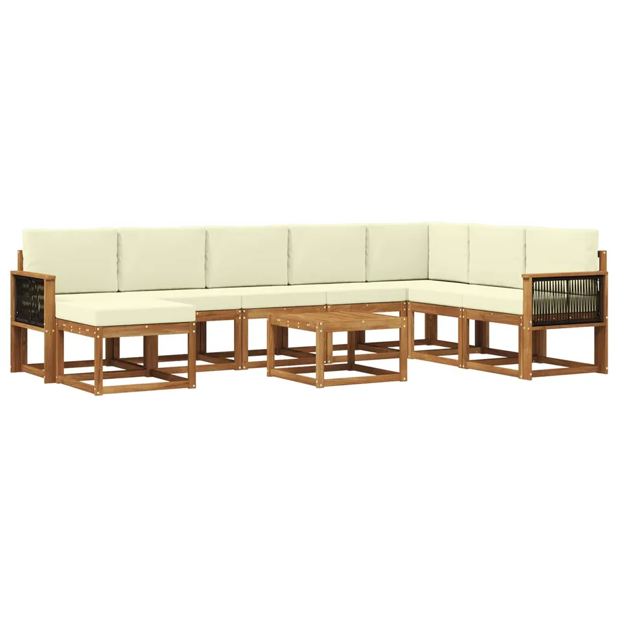 Ensemble de canapés d'extérieur 9 pcs Naturel et Crème - 2