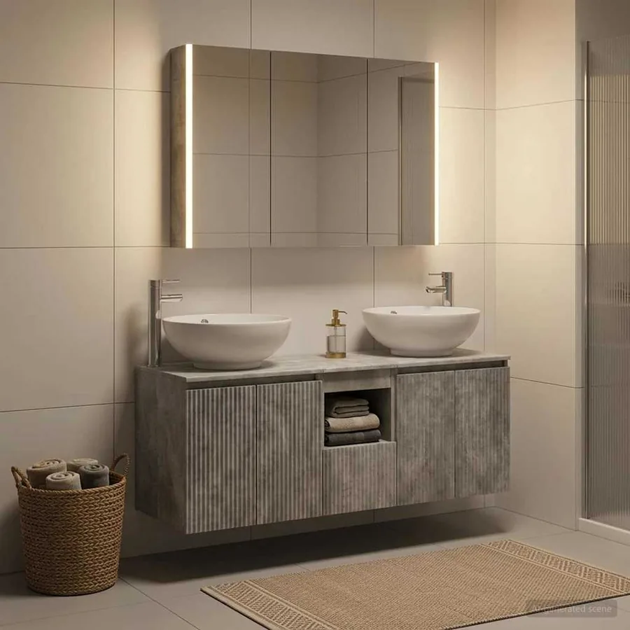 Ensemble d'armoire de salle de bain 4 pcs Gris béton