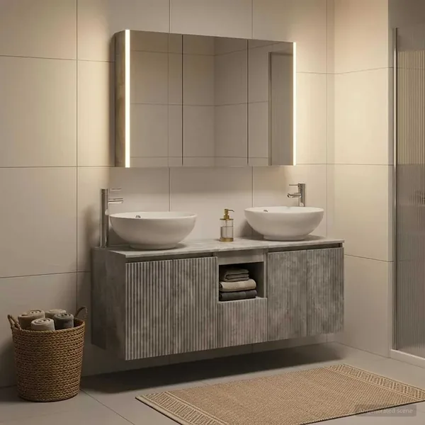 Ensemble d'armoire de salle de bain 4 pcs Gris béton