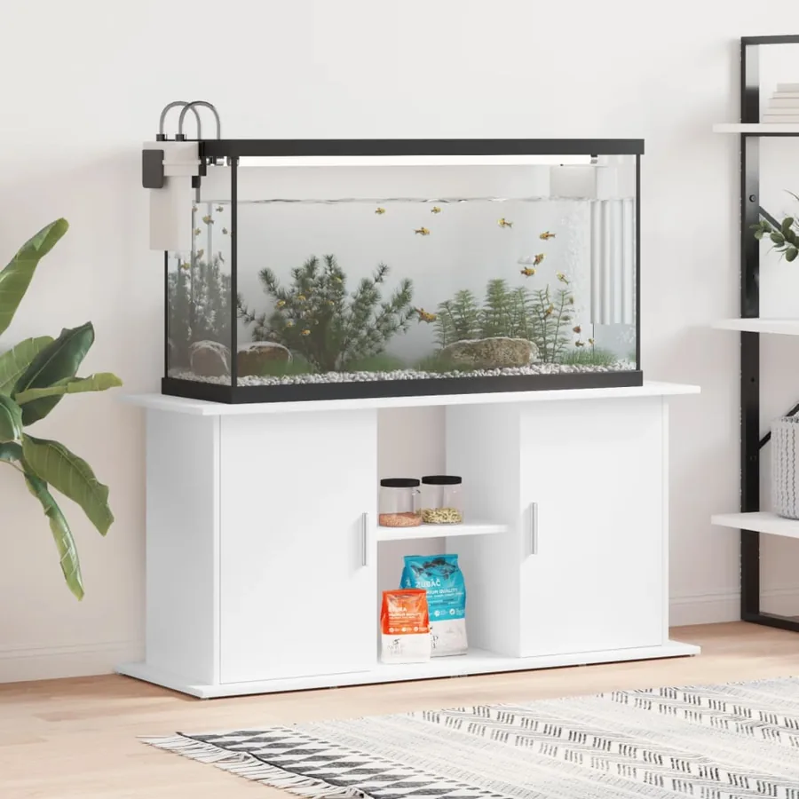Support pour aquarium blanc 121x41x58 cm bois d'ingénierie