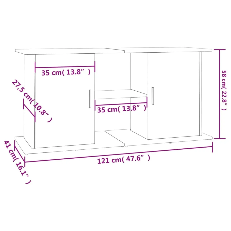 Support pour aquarium blanc 121x41x58 cm bois d'ingénierie - 11