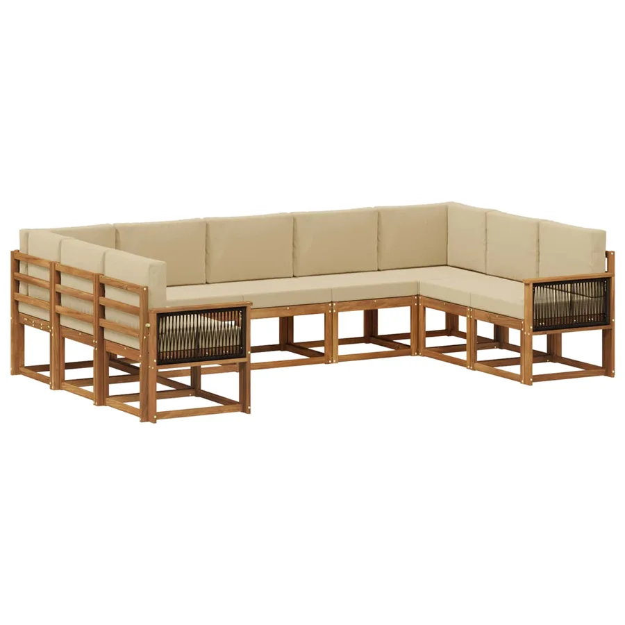 Ensemble de canapés d'extérieur 9 pcs Naturel et Beige - 2