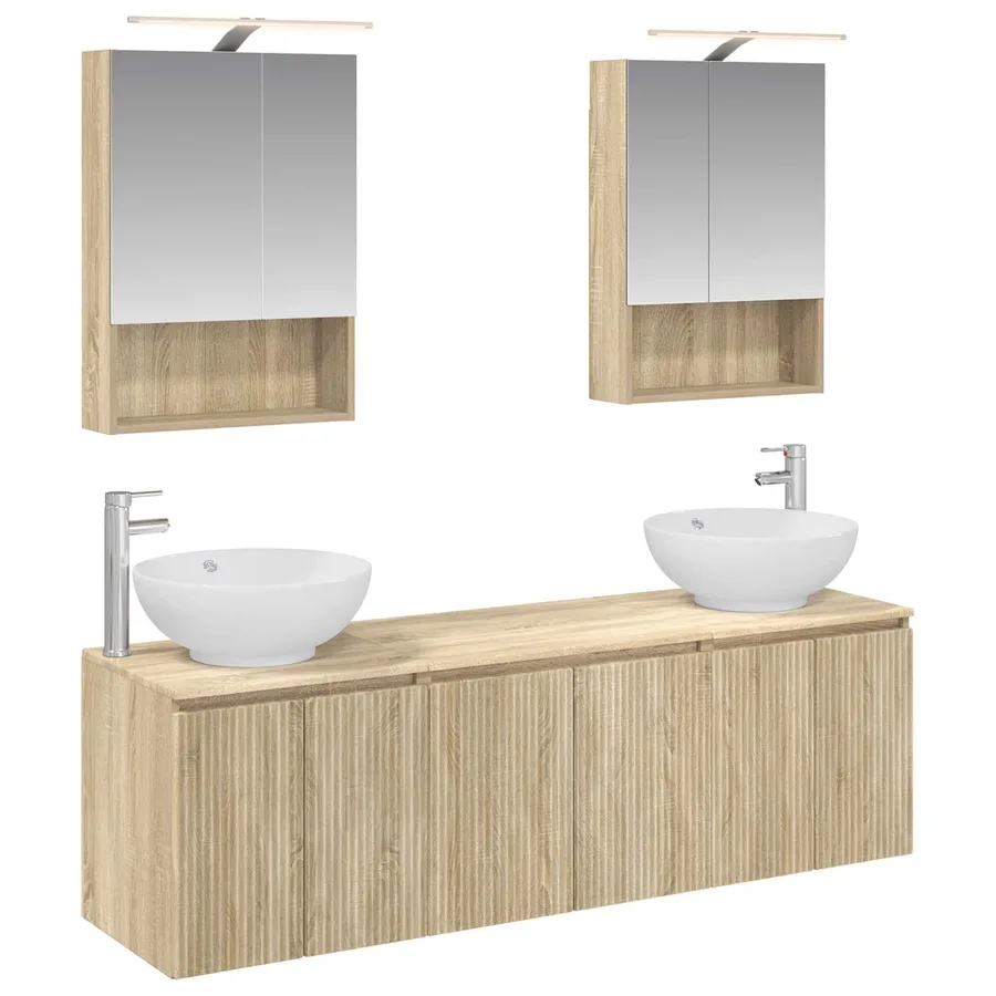 Ensemble d'armoire de salle de bain 5 pcs Chêne Sonoma - 2