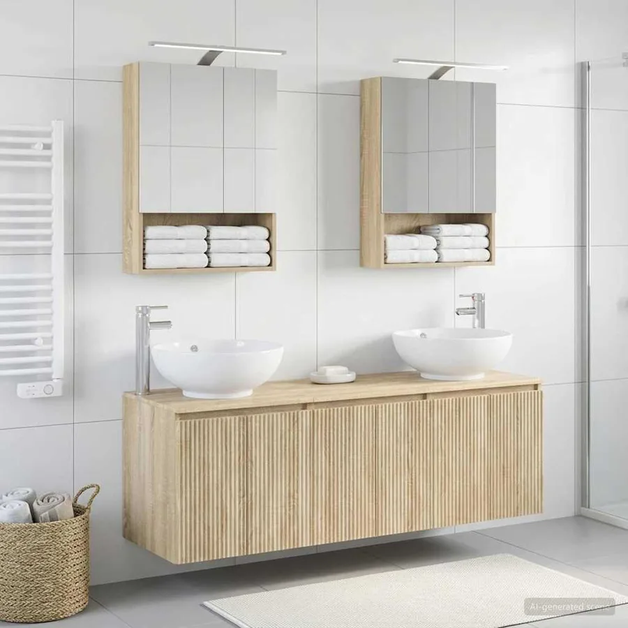 Ensemble d'armoire de salle de bain 5 pcs Chêne Sonoma - 4
