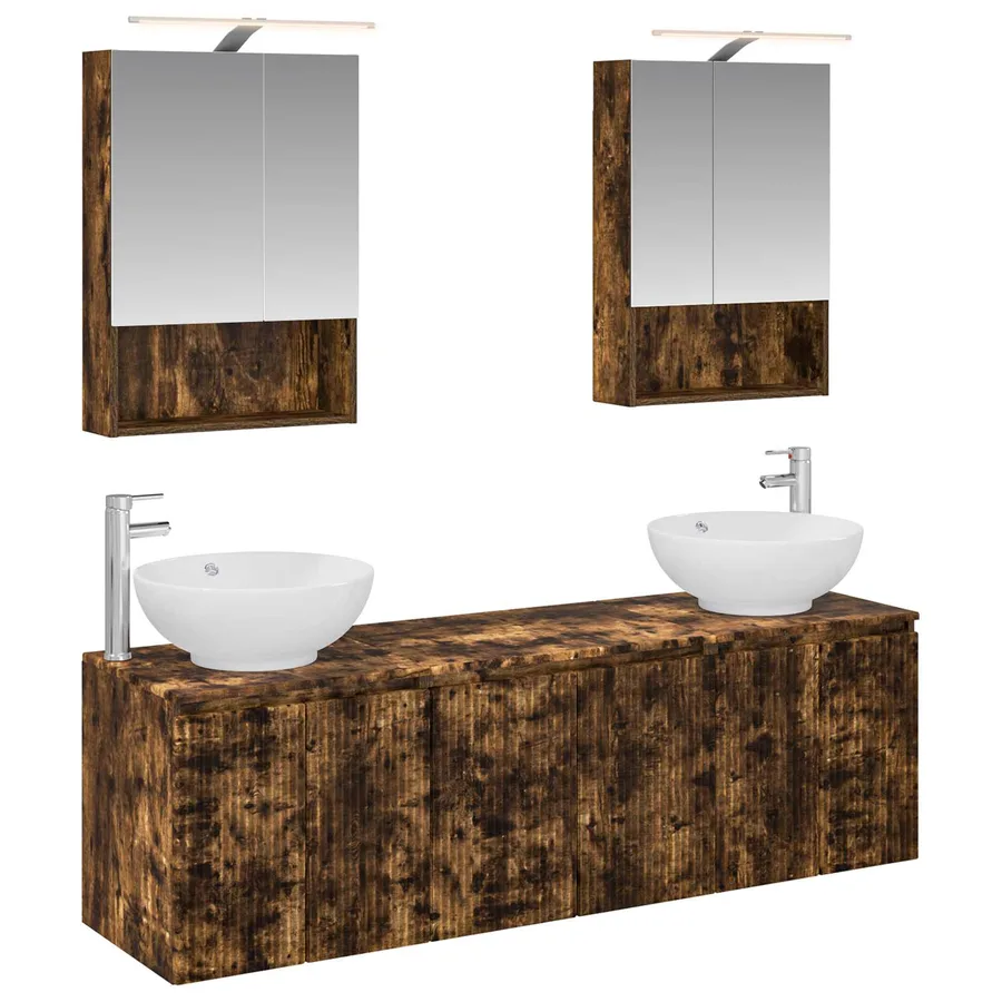 Ensemble d'armoire de salle de bain 5 pcs Chêne fumé - 2