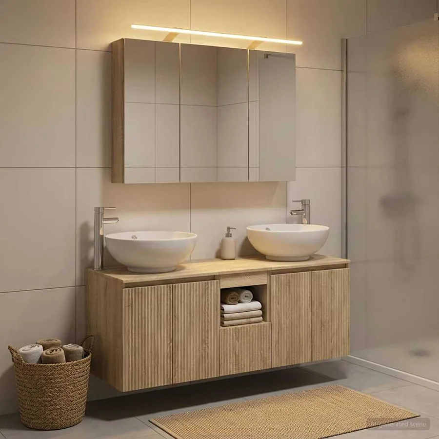 Ensemble d'armoire de salle de bain 4 pcs Chêne Sonoma