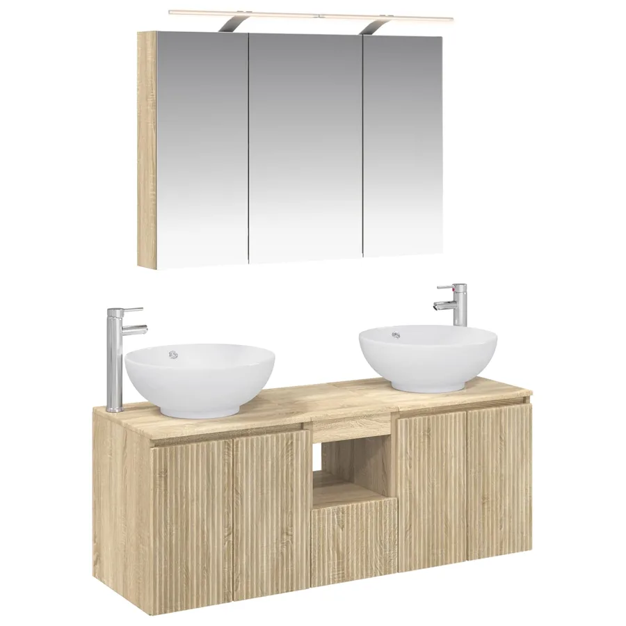 Ensemble d'armoire de salle de bain 4 pcs Chêne Sonoma - 2