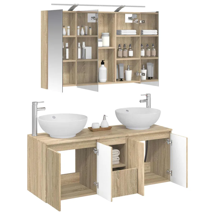 Ensemble d'armoire de salle de bain 4 pcs Chêne Sonoma - 3