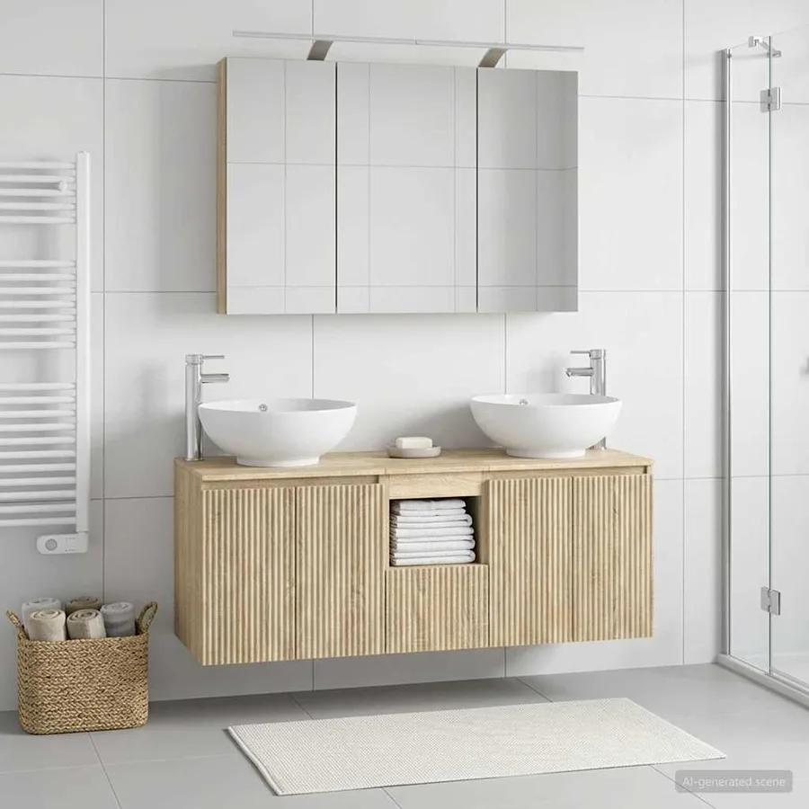 Ensemble d'armoire de salle de bain 4 pcs Chêne Sonoma - 4