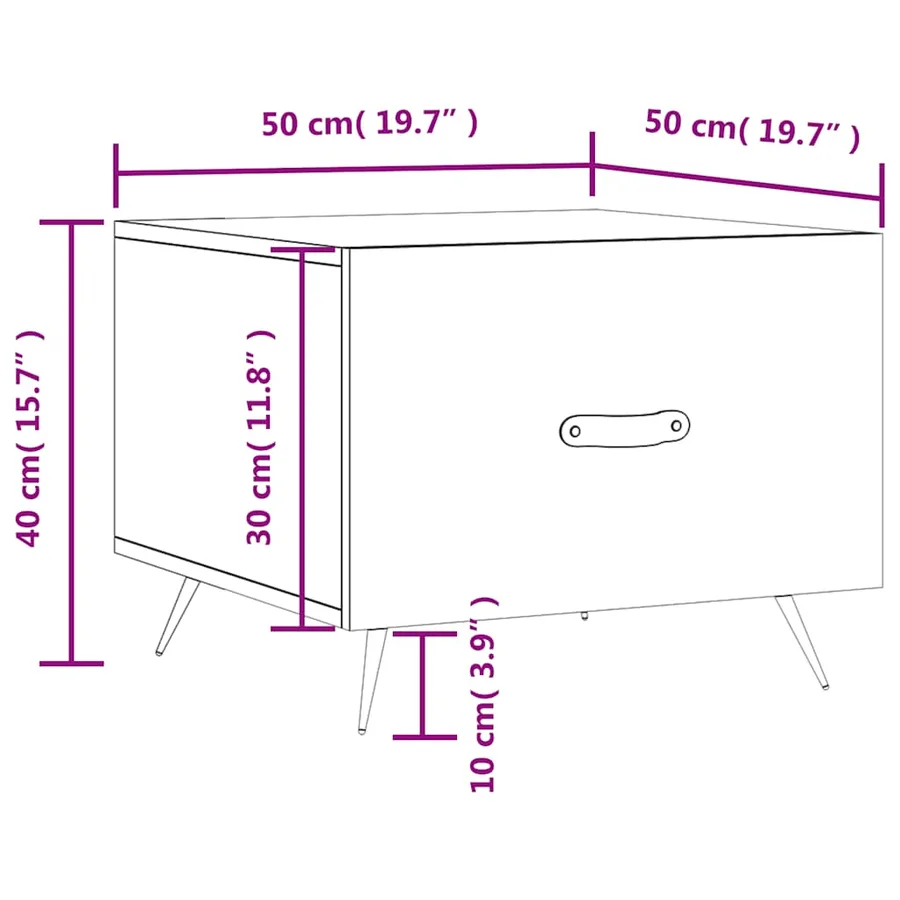 Table basse Sonoma gris 50x50x40 cm Bois d'ingénierie - 12