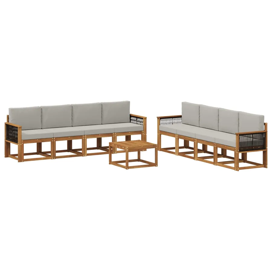 Ensemble de canapés d'extérieur 7 pcs Naturel et gris clair - 2