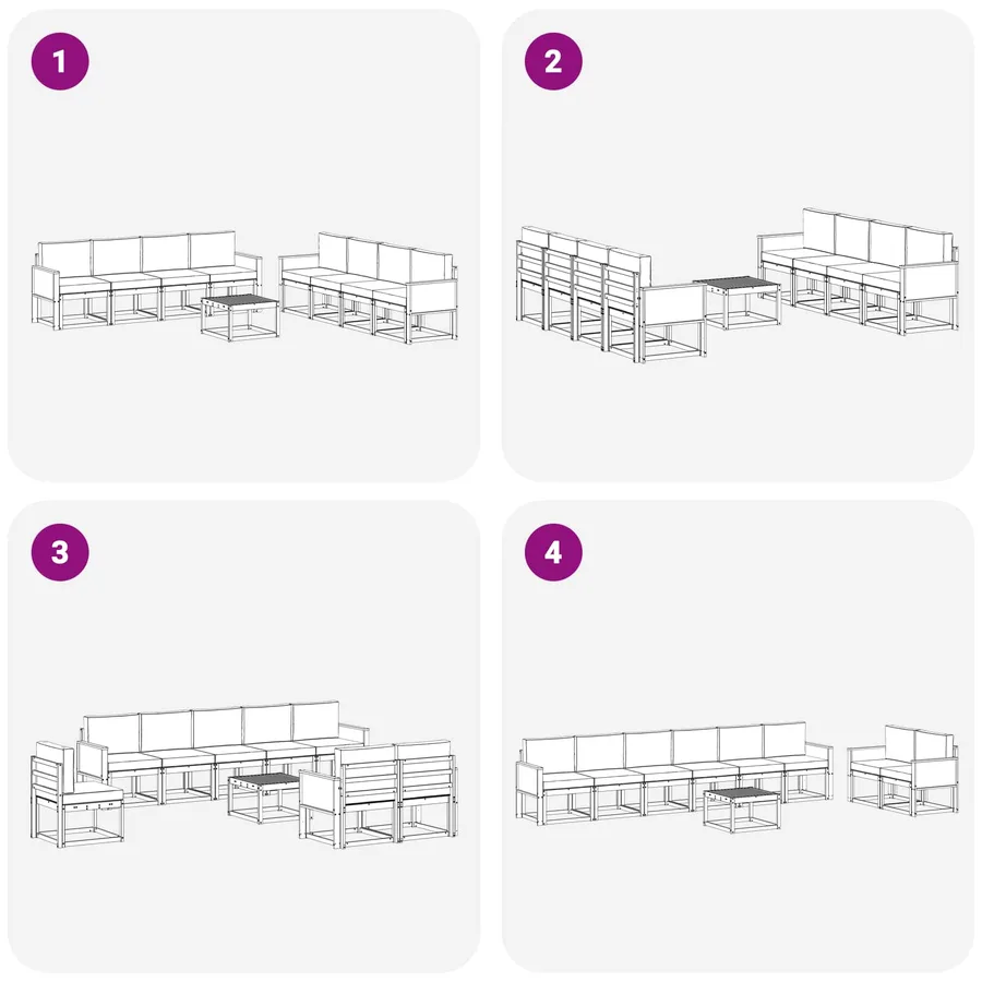 Ensemble de canapés d'extérieur 7 pcs Naturel et gris clair - 6