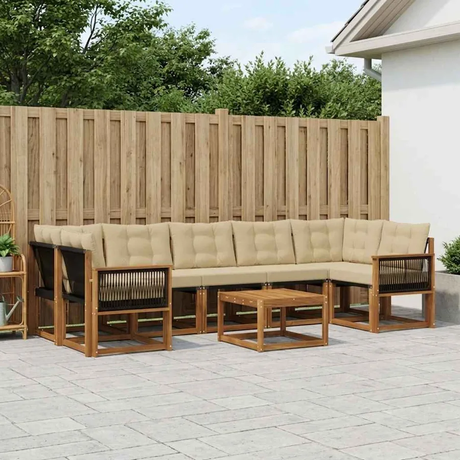 Ensemble de canapés d'extérieur 8 pcs Naturel et Beige