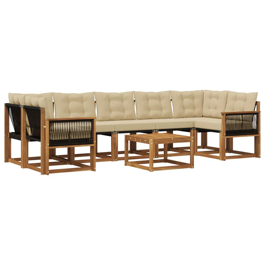 Ensemble de canapés d'extérieur 8 pcs Naturel et Beige - 2
