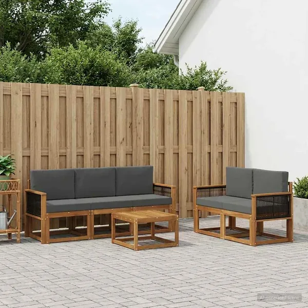 Ensemble de canapés d'extérieur 6 pcs Naturel et Anthracite