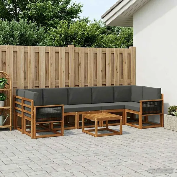 Ensemble de canapés d'extérieur 6 pcs Naturel et Anthracite