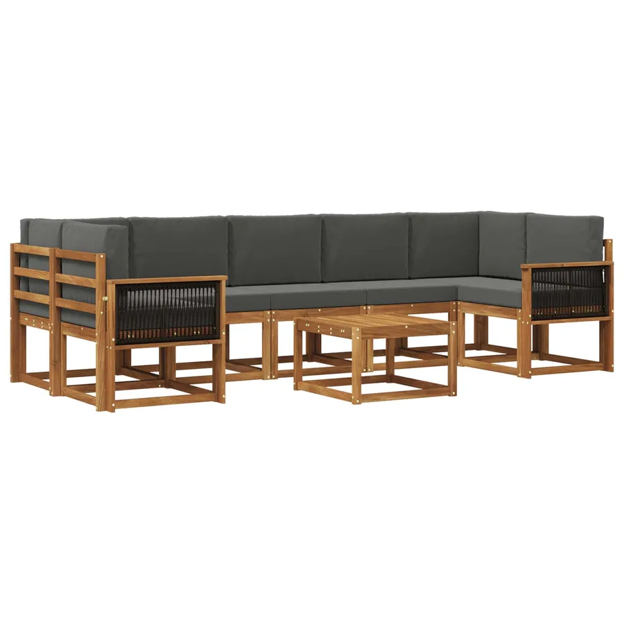 Ensemble de canapés d'extérieur 6 pcs Naturel et Anthracite - 2
