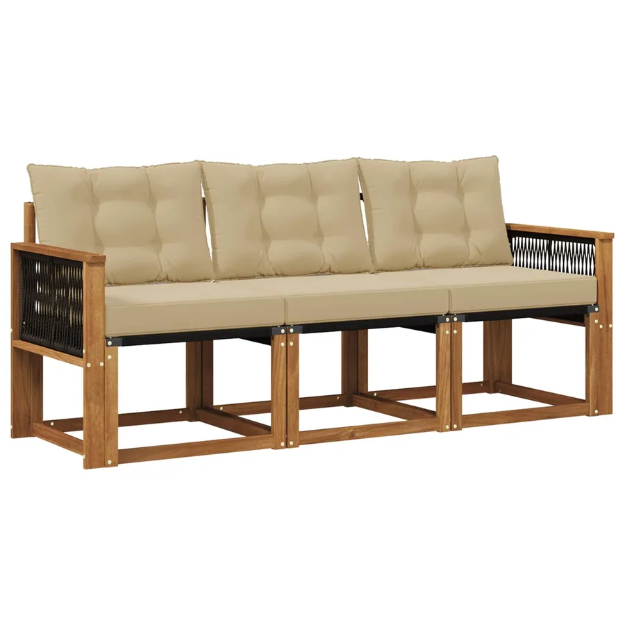 Ensemble de canapés d'extérieur 3 pcs Naturel et Beige - 2