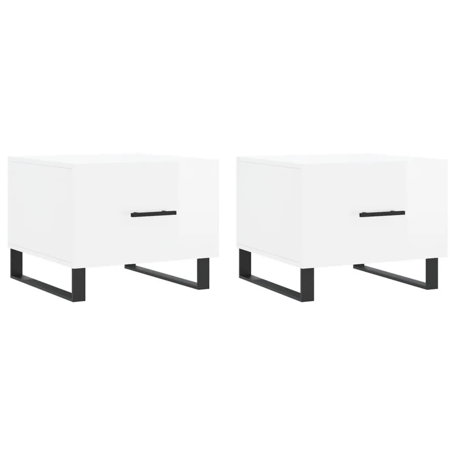 Tables basses 2 pcs blanc brillant 50x50x40cm bois d'ingénierie - 2