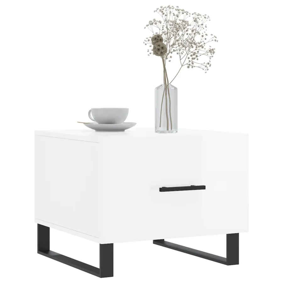 Tables basses 2 pcs blanc brillant 50x50x40cm bois d'ingénierie - 3
