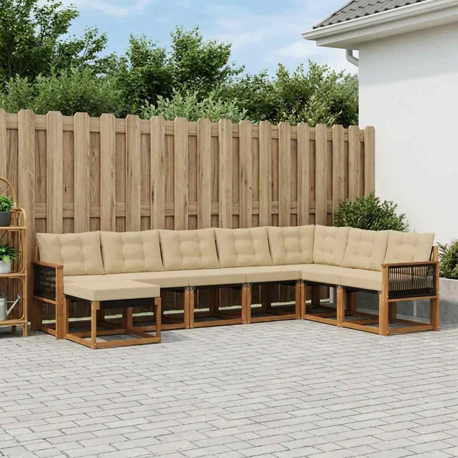 Ensemble de canapés d'extérieur 8 pcs Naturel et Beige