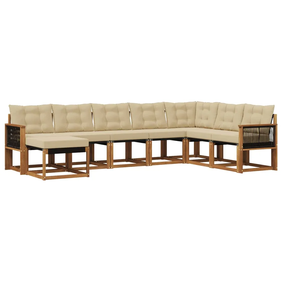 Ensemble de canapés d'extérieur 8 pcs Naturel et Beige - 2