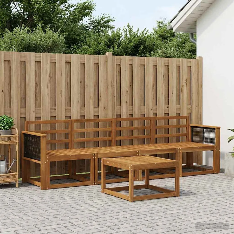 Ensemble de canapés d'extérieur 4 pcs Naturel