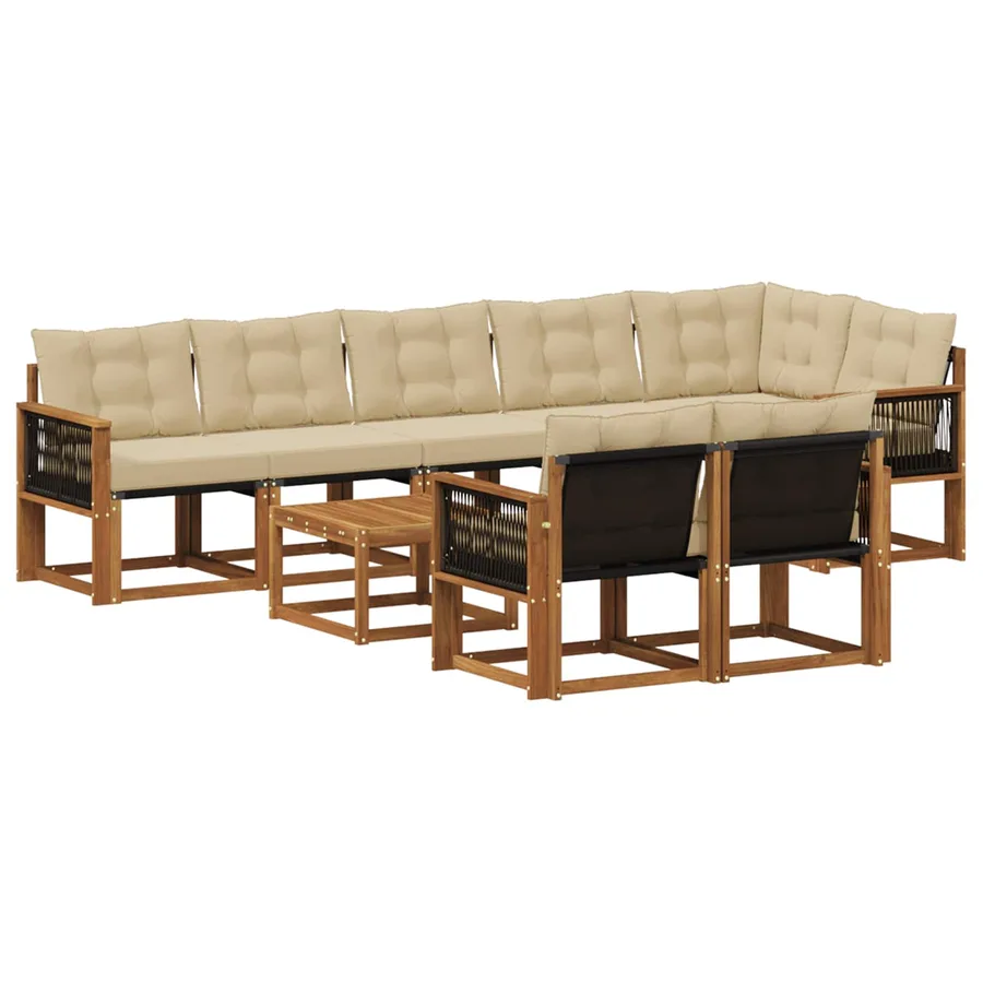 Ensemble de canapés d'extérieur 9 pcs Naturel et Beige - 2