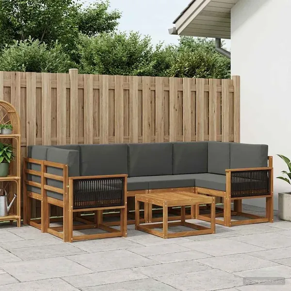 Ensemble de canapés d'extérieur 5 pcs Naturel et Anthracite