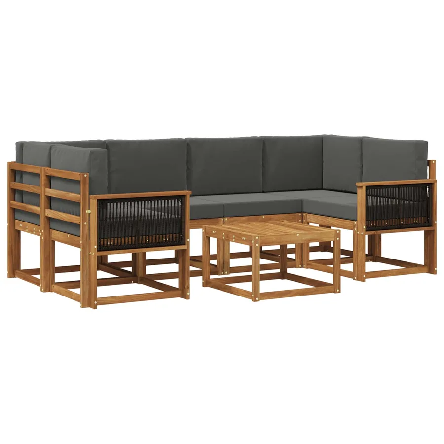 Ensemble de canapés d'extérieur 5 pcs Naturel et Anthracite - 2