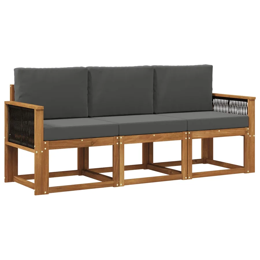 Ensemble de canapés d'extérieur 3 pcs Naturel et Anthracite - 2