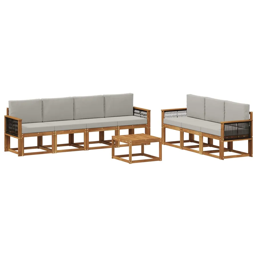 Ensemble de canapés d'extérieur 7 pcs Naturel et gris clair - 2