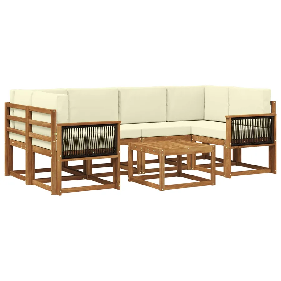 Ensemble de canapés d'extérieur 5 pcs Naturel et Crème - 2