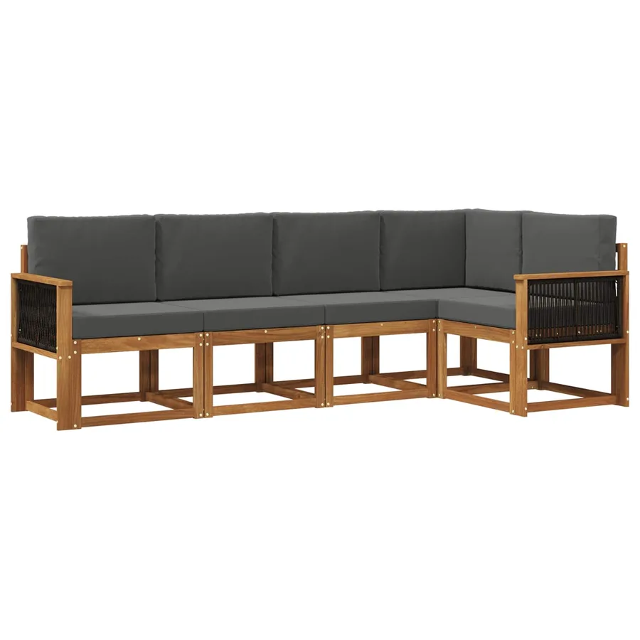 Ensemble de canapés d'extérieur 5 pcs Naturel et Anthracite - 2