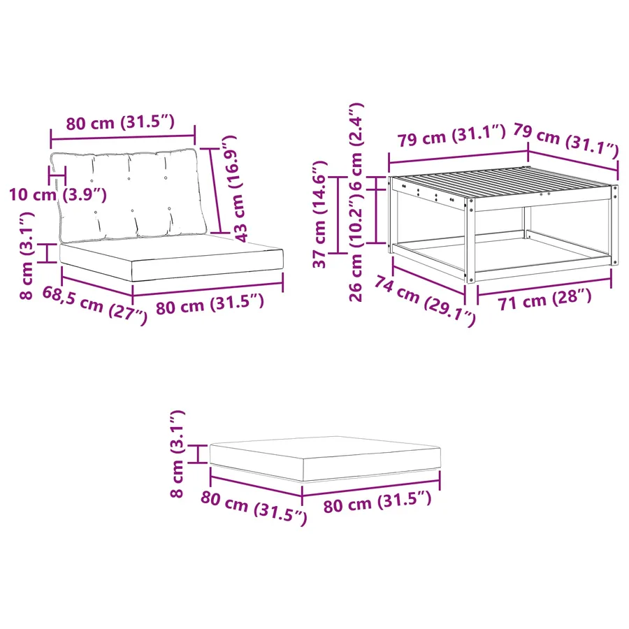 Ensemble de canapés d'extérieur 4 pcs Blanc et gris clair - 10