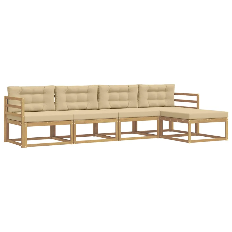 Ensemble de canapés d'extérieur 4 pcs Blanc et Beige Polyester - 2
