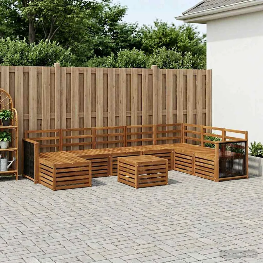 Ensemble de canapés d'extérieur 6 pcs Naturel
