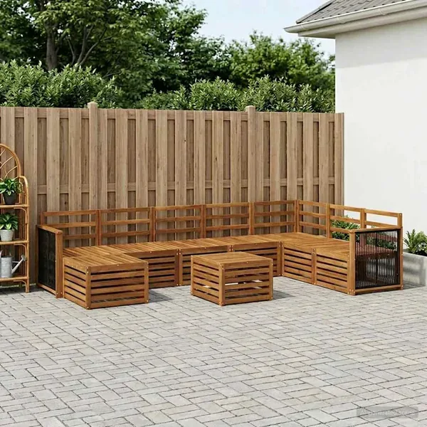 Ensemble de canapés d'extérieur 6 pcs Naturel