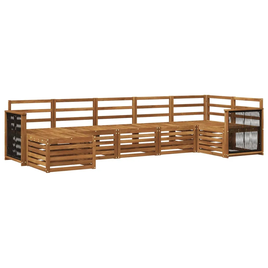 Ensemble de canapé d'angle 6 pcs Naturel Bois d'Acacia Massif - 2